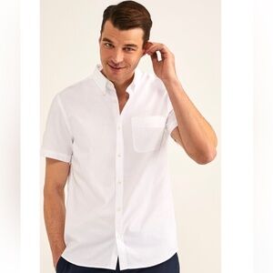 Tri- Mountain White Oxford Button down short sleeve shirt Men’s Large new